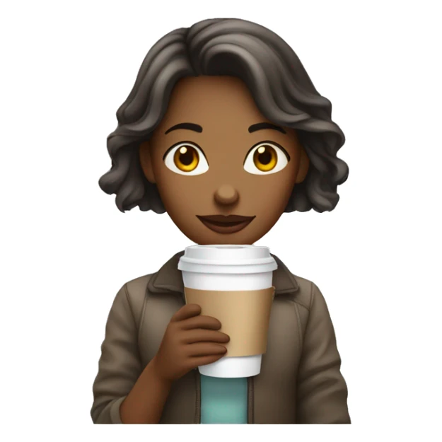 A girl with a disposable cup of coffee sticker