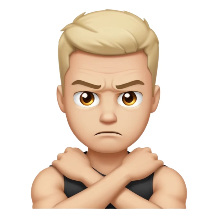 Arms crossed  holding neck angry guy sticker