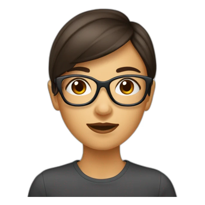 fille brune trés frisées au carré avec des lunettes sticker