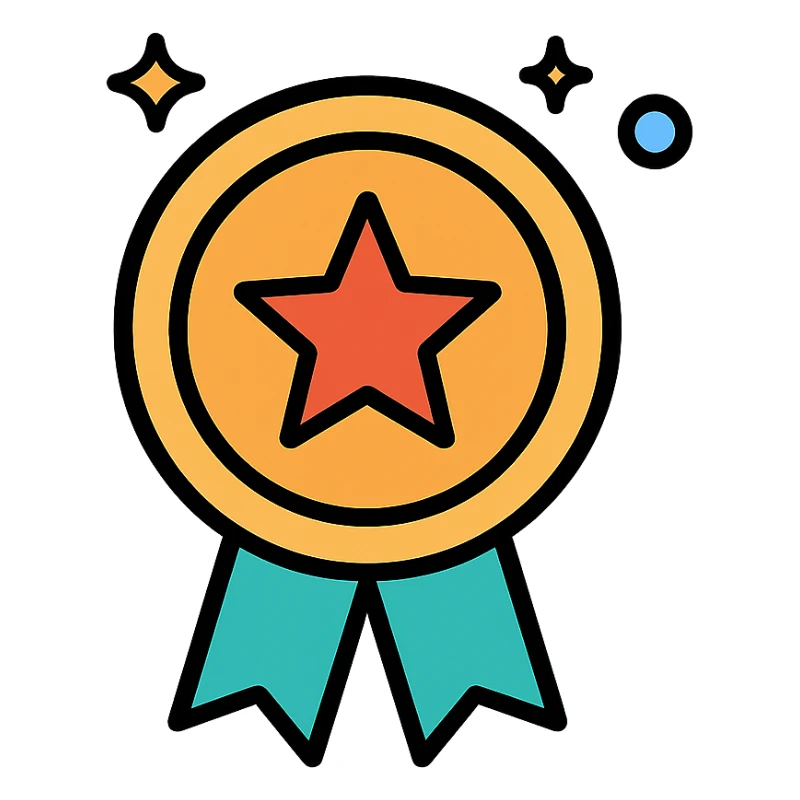 vector icon of a gold top performer emblem with subtle colorful accents, elegant and minimalist flat design, award badge style, 2D flat vector, trending icon look, soft shadows, no text, isolated on white, commercial use sticker