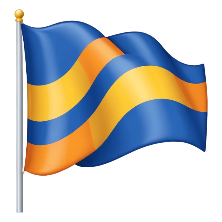 A flag whit darkblue, blue, white, yellow and orange and has 5 stripes white in the middle, blue in next to white left, yellow next to white right, orange next to yellow right, dark blue next to blue left sticker