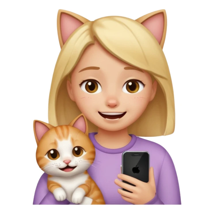 Girl crying laughing at a funny cat video on her phone sticker