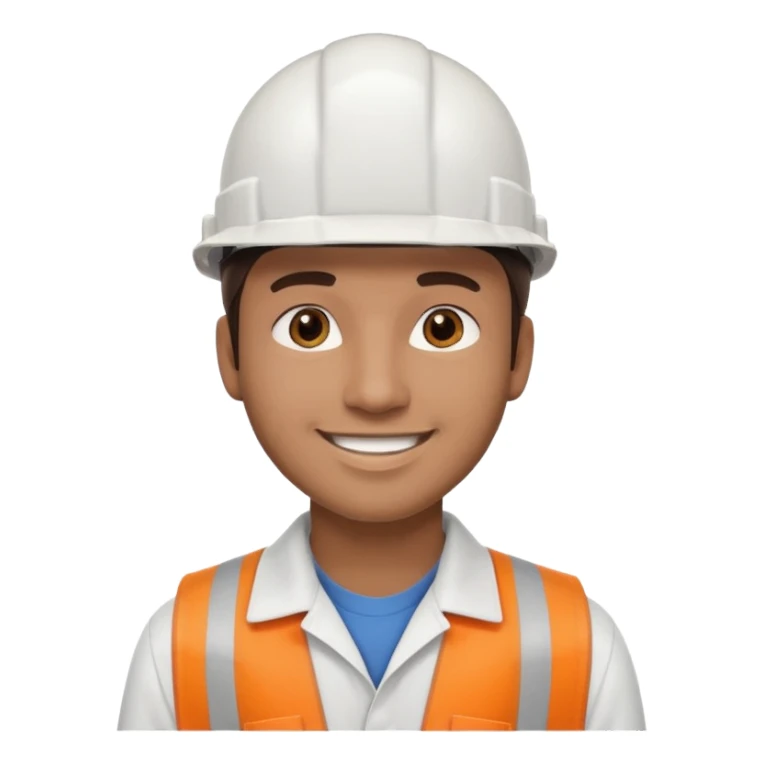 25-year-old man, engineering graduate, dark brown eyes, white hard hat, and light brown skin tone sticker