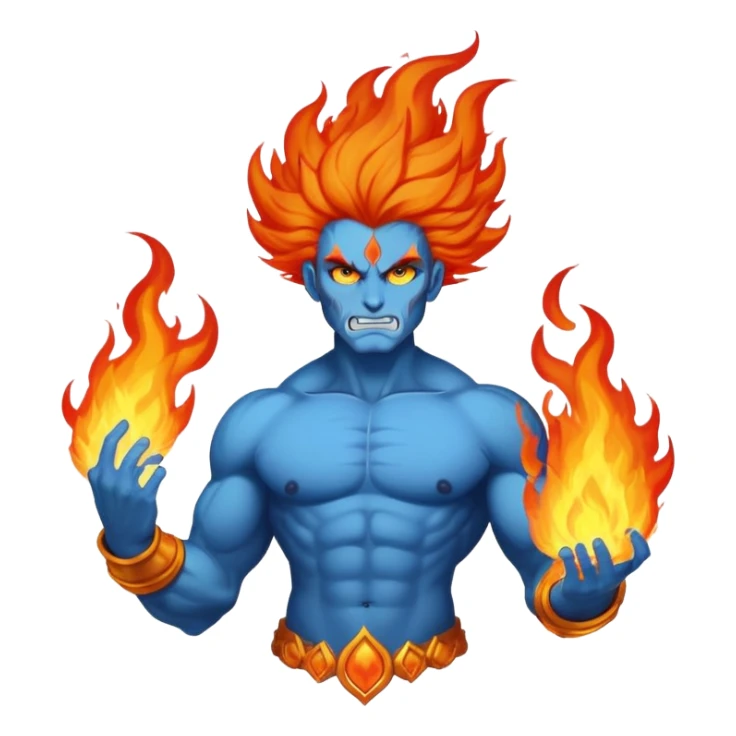 Hades blue god with flaming hair sticker