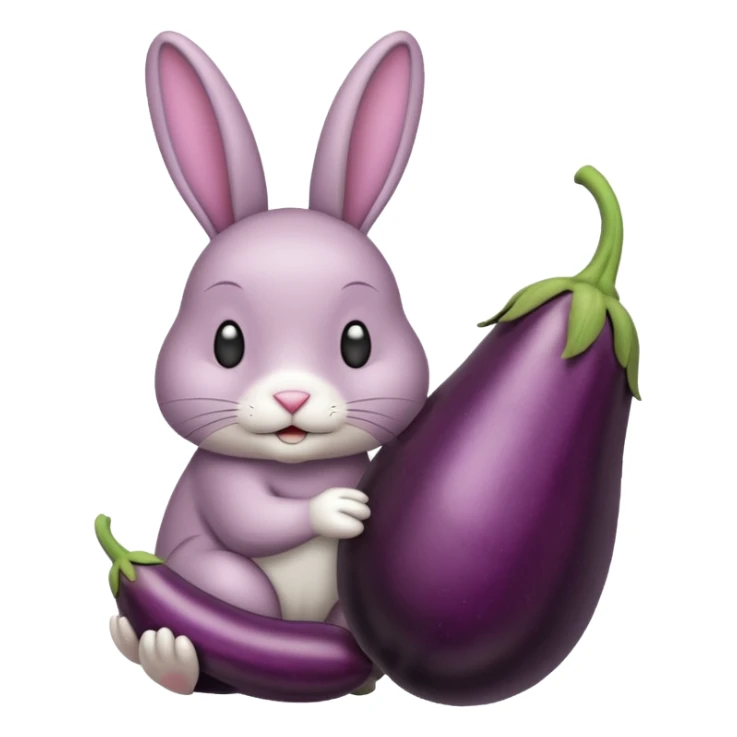 Un lapin avec une aubergine sur la tête sticker