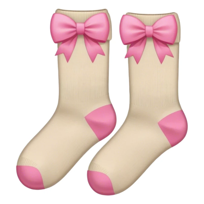 aesthetic biege socks with pink bows sticker