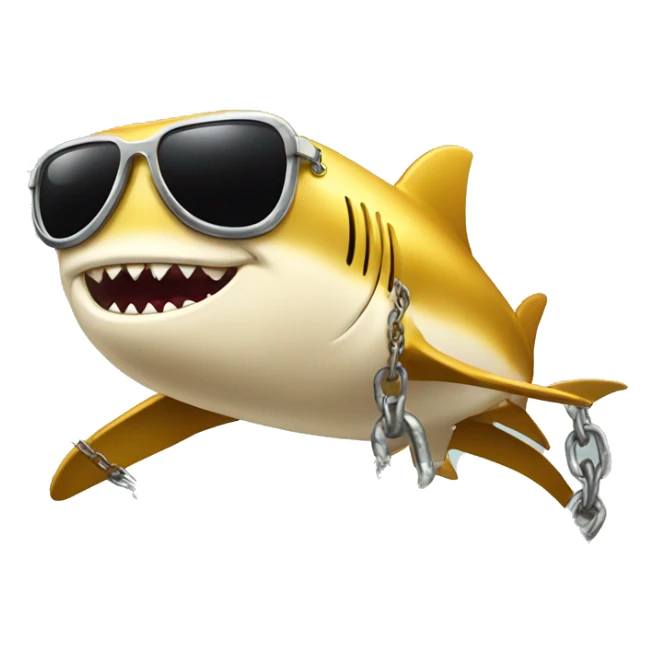 golden shark with chain and sunglasses sticker