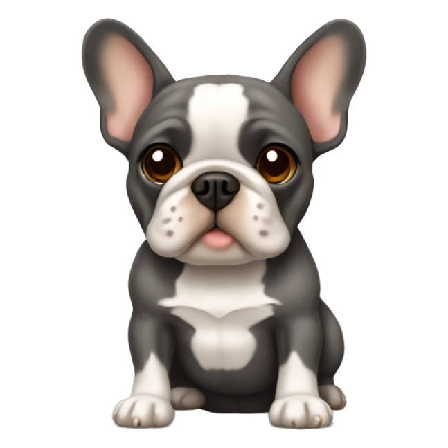 Dark grey French bulldog with brown tan sticker
