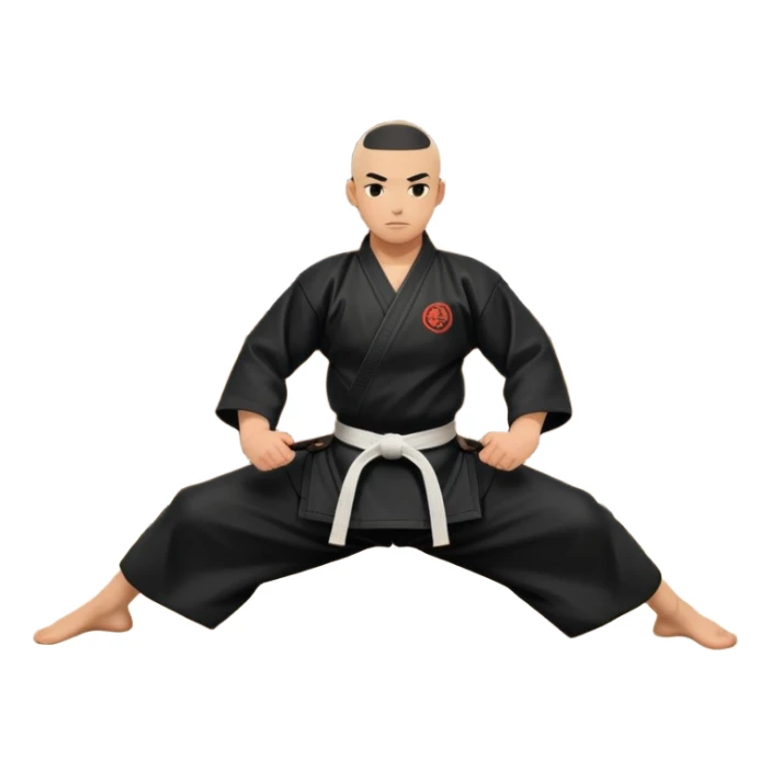 An icon depicting a martial artist in a black gi performing an Aikido technique in a dojo. The background showcases wooden floors, traditional dojo decor, and soft lighting that creates a peaceful yet focused atmosphere. The Aikido practitioner demonstrates fluid movement and precision.  sticker