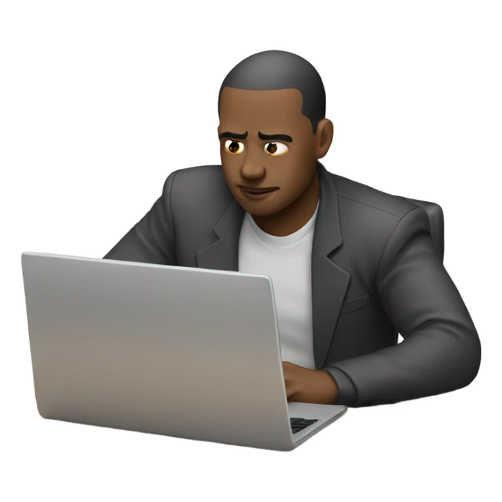 man with a laptop which has crystall ball on the ba sticker