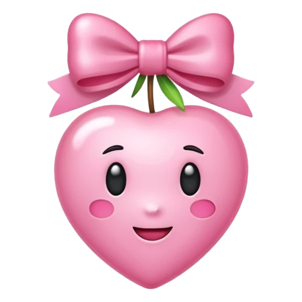 Light Pink cherry emoji with pink bow sticker