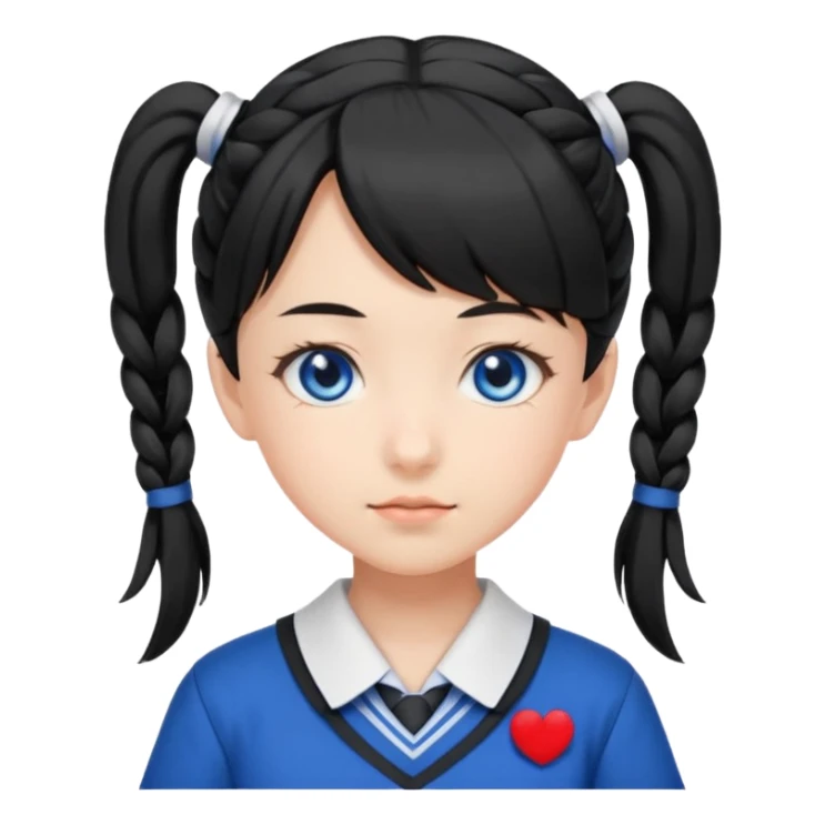 japanese schoolgirl with black twintails and blue eyes sticker