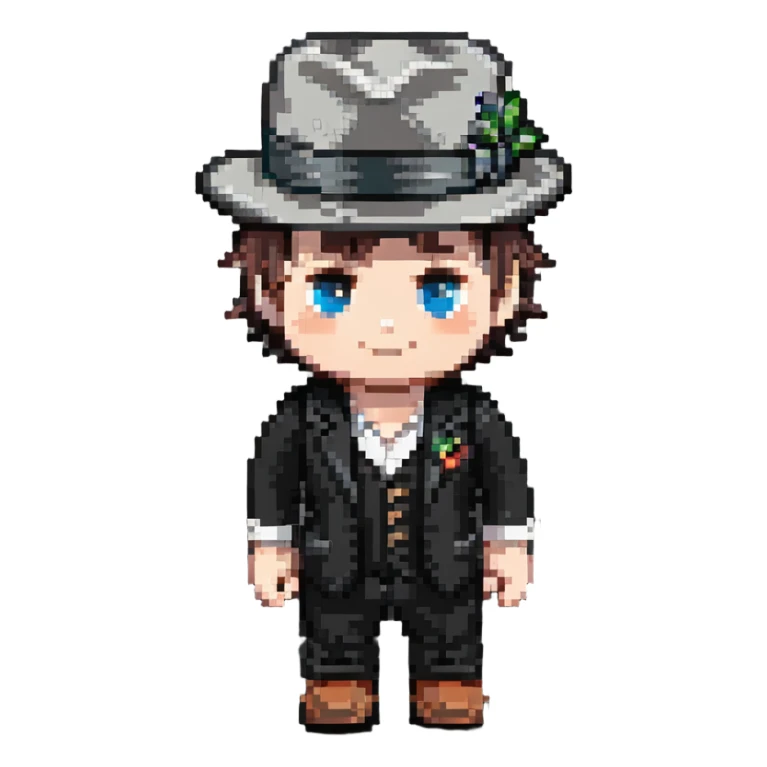 white boy minikin in a black fedora sticker