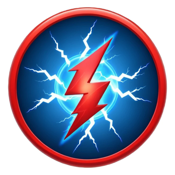 Red and blue lightening in a circle shape with effects sticker