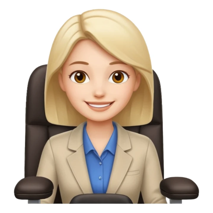 Feeling relaxed and happy at office for woman with a smile on face and with a calm attitude , aligned in a working chair sticker