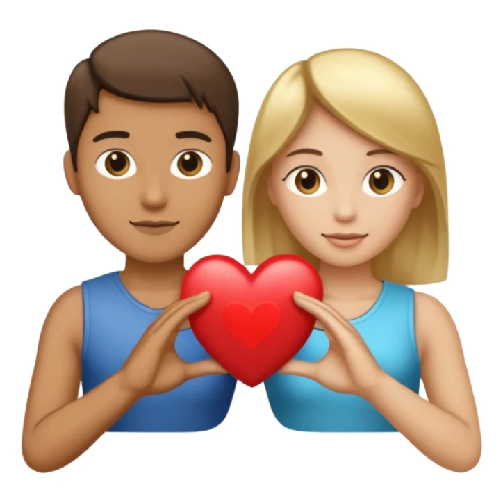 Two people holding half a heart up sticker