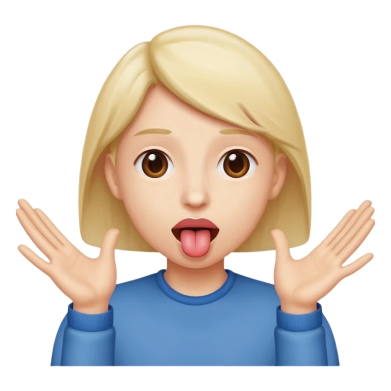 tongue sticking out with hands moving to the side sticker