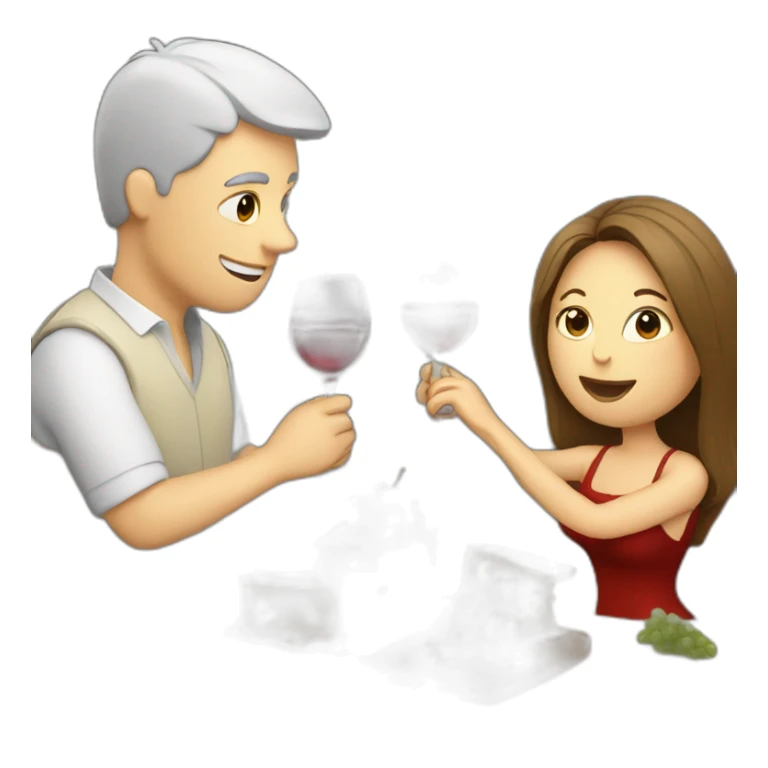 white couple drinking wine and eating cheese sticker