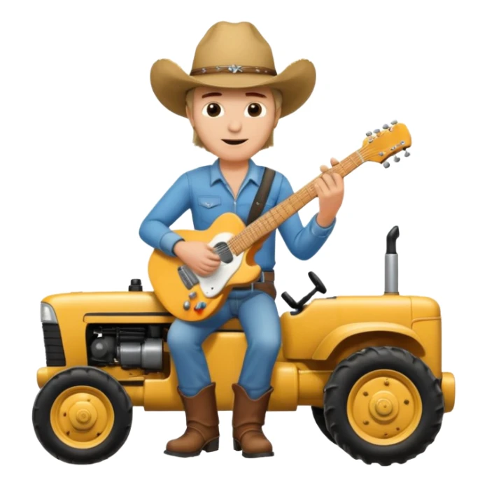 rock and roll farmer on a tractor, playing electric guitar sticker