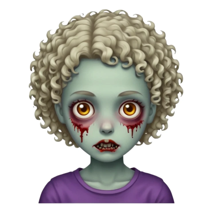 A zombie girl with very short curly hair sticker