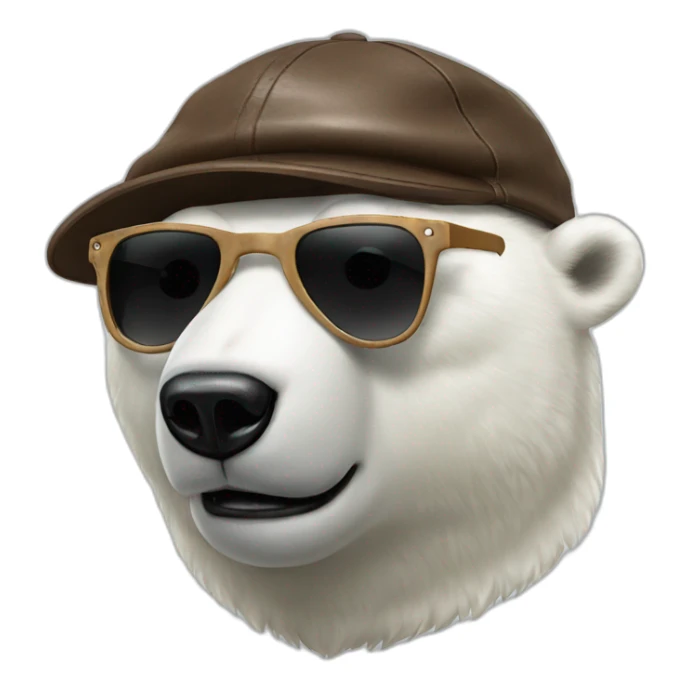 Polar bear with sunglasses and leather muir cap sticker