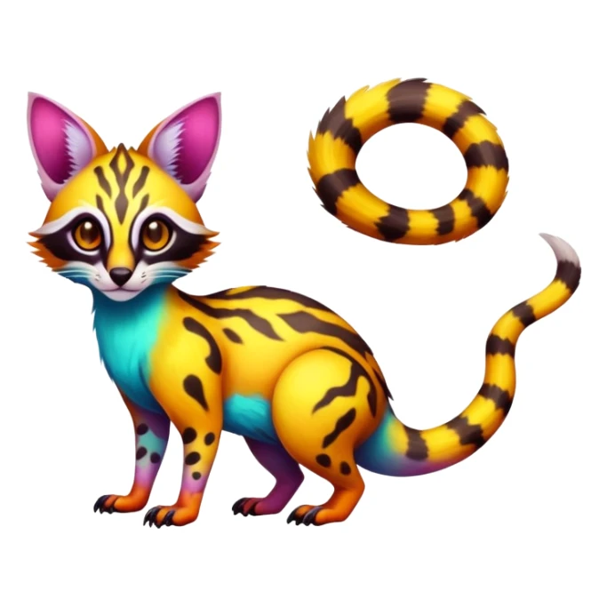  Exotic randomly colored colorful cute neon-colored brightly colored Fakémon-Fionbri-Vernid-Genet-creature with markings (full body) sticker