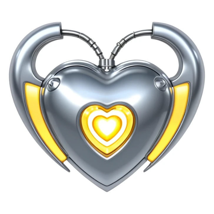 sorayama heart glossy metal parts panels glow lights inside sfw sticker