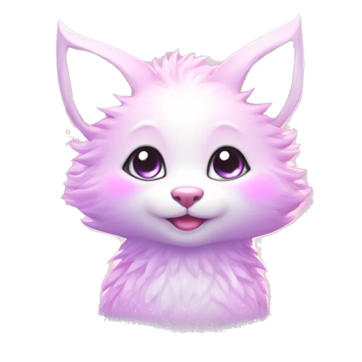 Kawaii cute gorgeous colorful sparkly bright light pastel lilac-pink-white-gradient fantasy ethereal fursona animal creature sticker