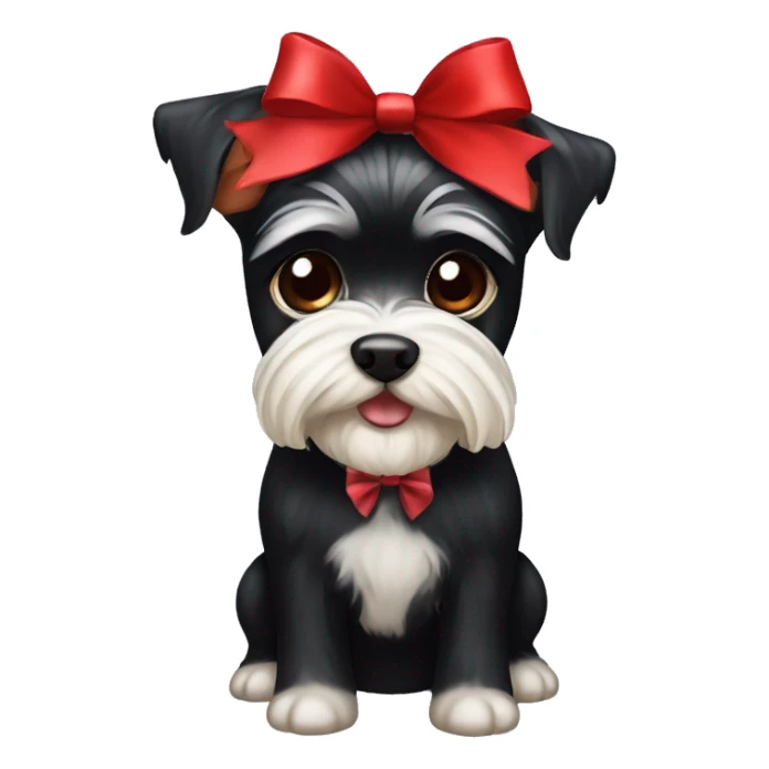 black Biewer Terrier with red Christmas bow sticker