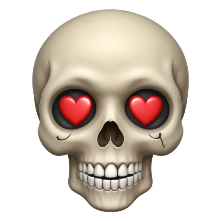 If it's not too much trouble, draw a skull with a smile, and have hearts in its eye sockets. The picture should be drawn in pencil, and the background should be transparent. sticker