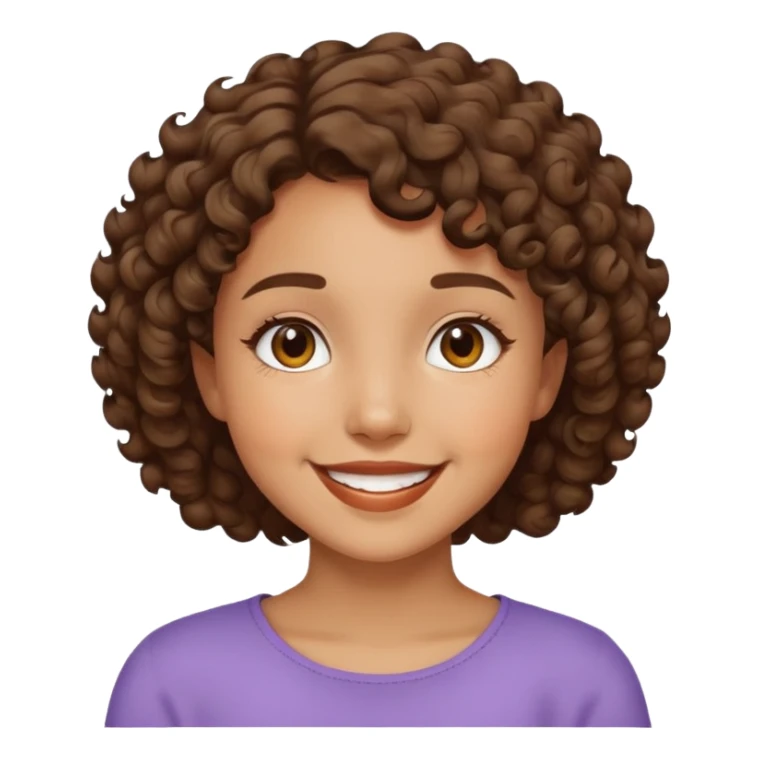 Girl showing happiness, medium skin tone, short curly hair sticker