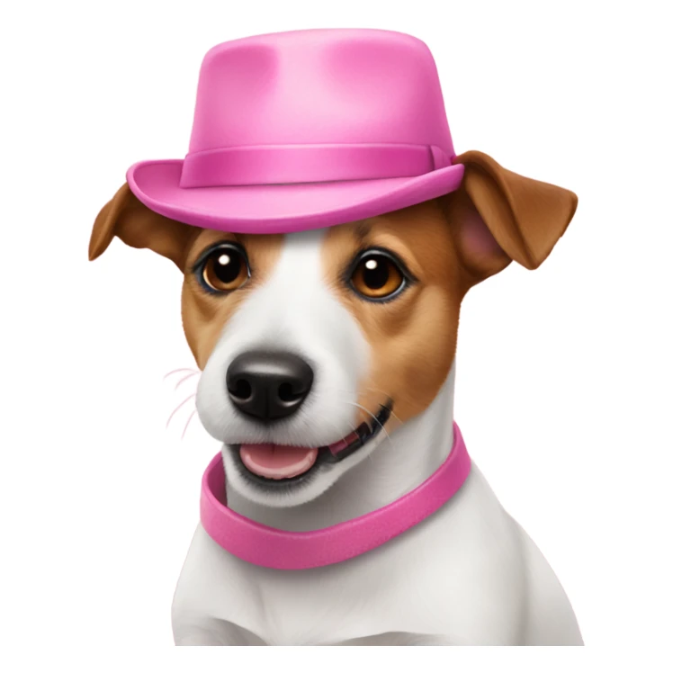 Jack Russell terrier dog in a pink hat  sticker