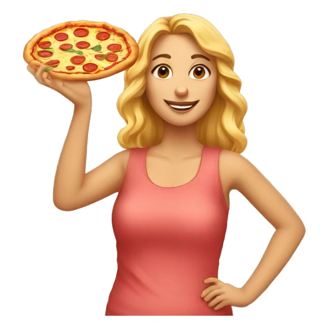 mulher com uma grande pizza de calabresa sticker
