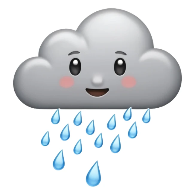single large number five with rain cloud above, fives falling down like rain, fun emoji style sticker