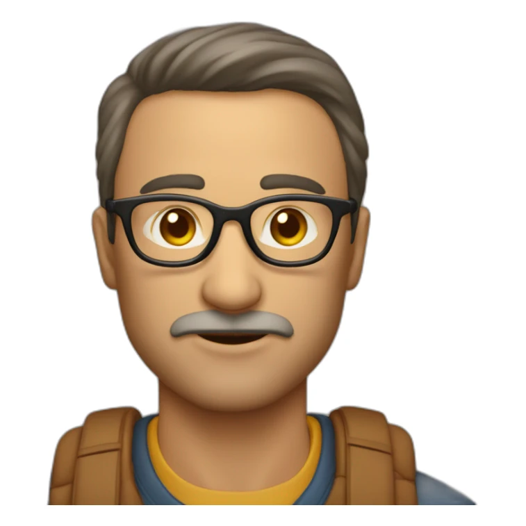 Hombre de 43 años, guapo, con gafas, atuendo de otoño sticker