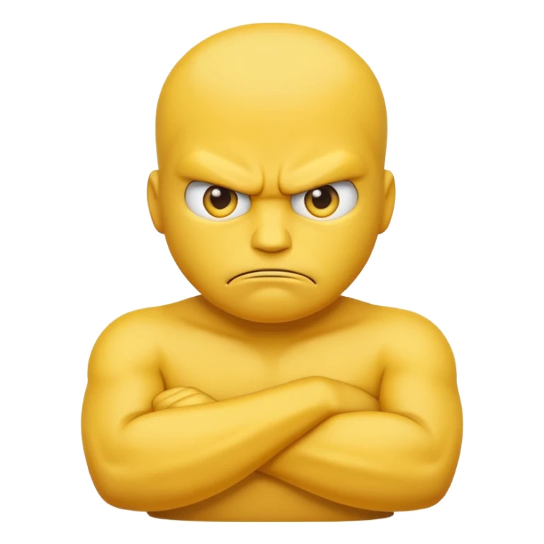 the yellow angry face emoji with arms crossed over each other in front sticker