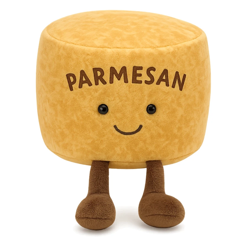 parmesan cheese wheel jellycat stuffed plushie sticker