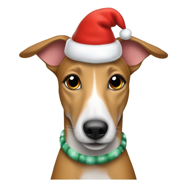 fawn tiger greyhound in a christmas hat sticker
