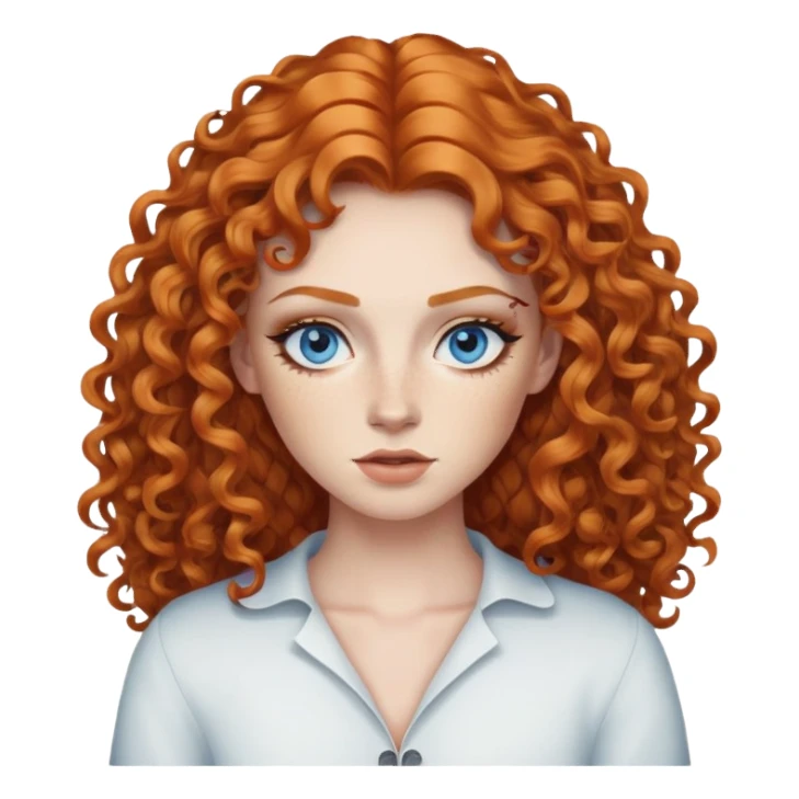 pretty long hair cury ginger baddie with eyeliner and blue eyes sticker