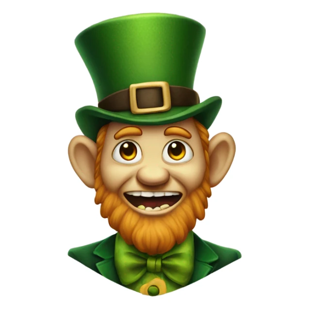 Leprechaun with laughably crossed eyes and an open mouth with crooked teeth. Just one yellow skin. Eyes more crossed. Whole body  sticker