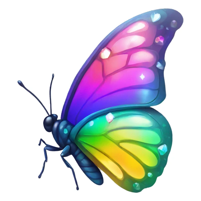 One Shiny-Colorful-Iridescent-Sparkle-Rainbow-Gradient-Crystal-Gem-Butterfly-Crystal-Fly sticker