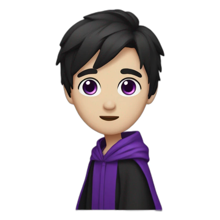 emo with purple eyes short dark hair wearing robes sticker