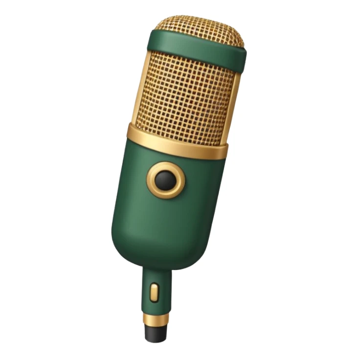 radio microphone, dark green body, beige details, top view, emoji style sticker