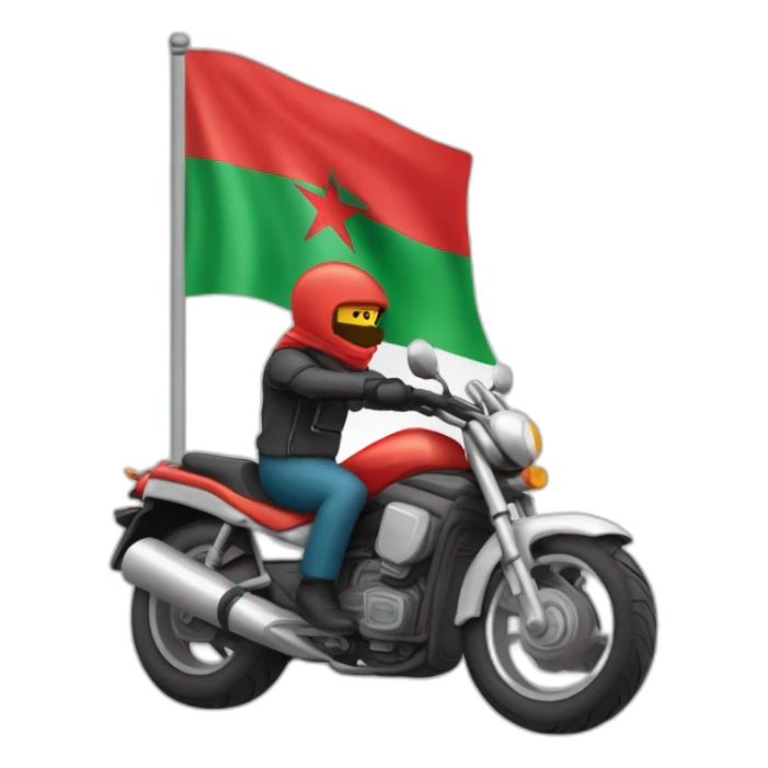 quelqu'un sur une moto avec le drapeau du Maroc derrière sticker