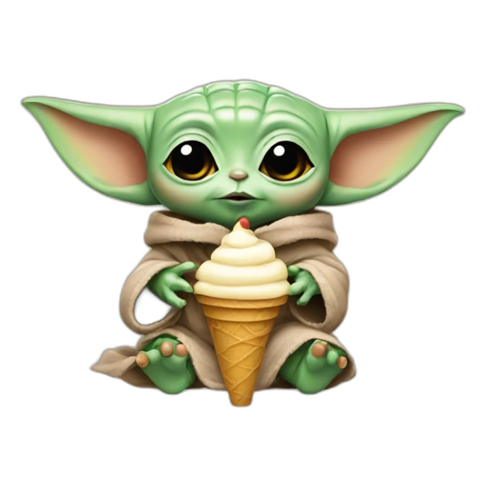 Baby yoda with ice cream sticker