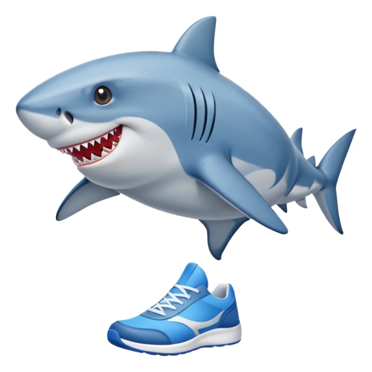 Ase un tiburón con zapatillas azules sticker