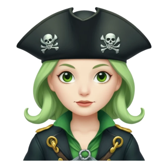 female whale pirate, in green pirate outfit  sticker