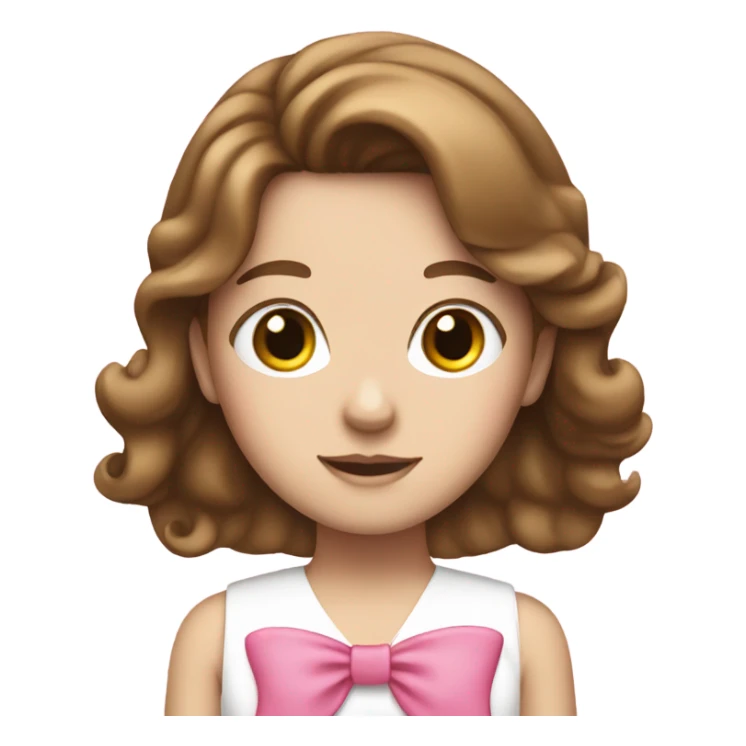 a brown haired white girl with a pink bow in hair sticker