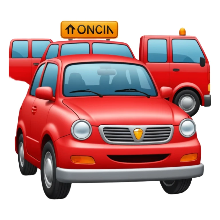 create a realistic emoji showing a logistic car in a trafic situation sticker