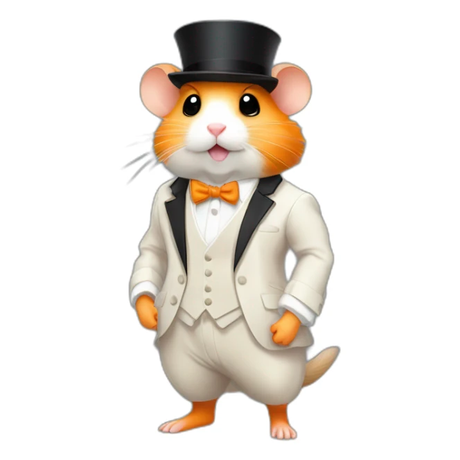 A joyful (((Orange Hamster))) dressed as a ((Gansta)), with a serious expression and and a elegant suite, pixelart sticker